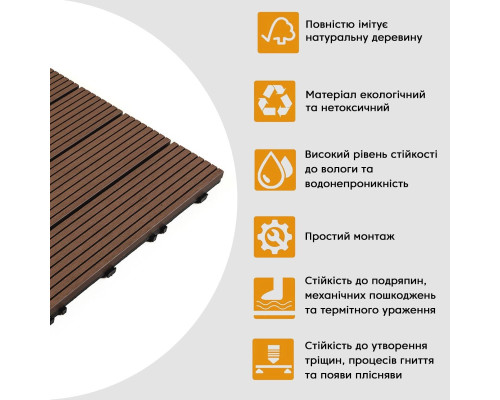 Композитная плитка WPC каштан 30*30CM*2СM (D) SW-00001710