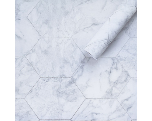 Самоклеющаяся пленка серый мрамор серебряные соты 0,45х10м SW-00001213