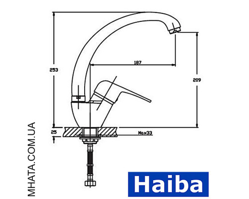 Смеситель для кухни Ухо на гайке HAIBA MAGIC BLACK Chr-777 (nut)