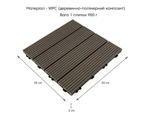 Композитная плитка WPC уголь 30*30CM*2СM (D) SW-00001713