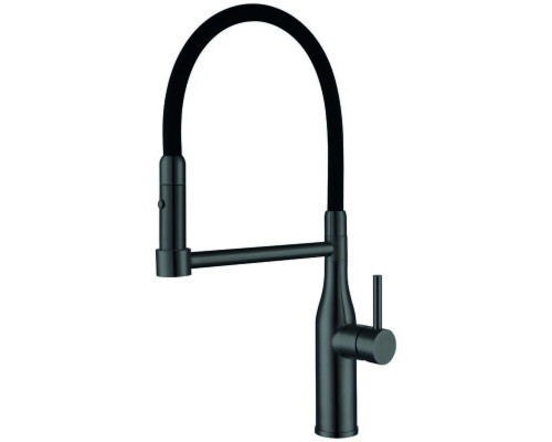 Смеситель для кухни KI-70005-05 с черным силиконовым изливом (нерж. сталь), Чехия