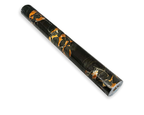 Самоклеющаяся пленка черный мрамор с желтым 0,45х10мх0,07мм SW-00001282