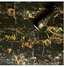 Самоклеющаяся пленка черный мрамор с желтым 0,45х10мх0,07мм SW-00001282