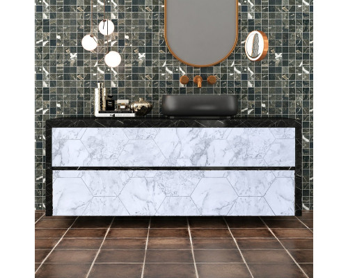 Самоклеющаяся пленка серый мрамор серебряные соты 0,45х10м SW-00001213