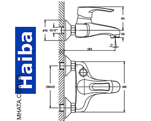 Смеситель для ванны короткий нос HAIBA HANSBERG RS-009 Нержавейка
