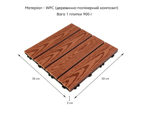 Композитная плитка WPC красное дерево 30*30CM*2СM (D) SW-00001707