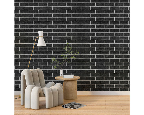Панель стеновая 70*70cm*5mm чёрный кирпич с белым (D) SW-00001503
