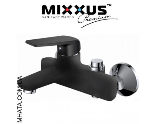 Смеситель для ванны короткий нос Mixxus Oregon Black (переключение на кнопке)(Chr-009)