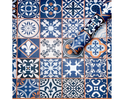 Самоклеющаяся пленка синий орнамент 0,45х10м SW-00001208