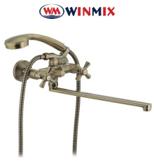 Смеситель для ванны длинный нос WINMIX Premium Retro Bronze Euro (Chr-140)