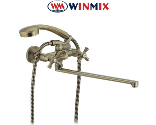 Смеситель для ванны длинный нос WINMIX Premium Retro Bronze Euro (Chr-140)