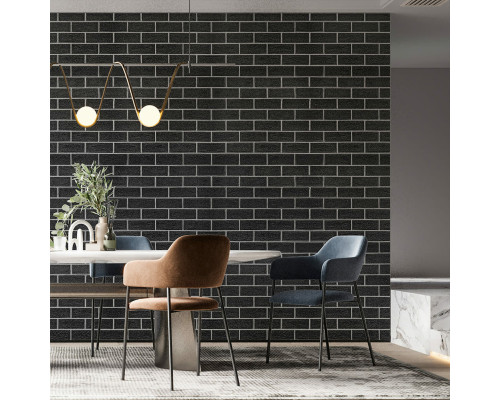 Панель стеновая 70*70cm*5mm чёрный кирпич с белым (D) SW-00001503