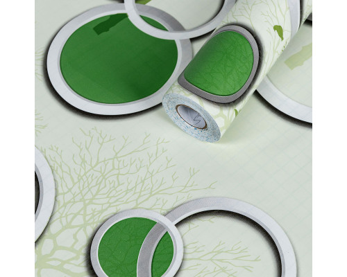 Пленка на самоклейке на бумажной основе чёрные и зелёные деревья 45см*10M SW-00002440