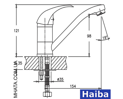 Смеситель для умывальника елка на шпильке HAIBA PREMIERE (Chr-004) 15cm