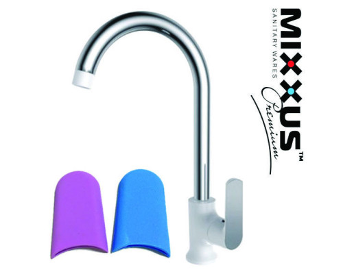 Смеситель для кухни Ухо на гайке MIXXUS Premium Tiger White (белый) (Chr-014), Польша