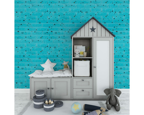 Самоклеюча 3D панель блакитні зірки 700х770х3мм (321) SW-00001342
