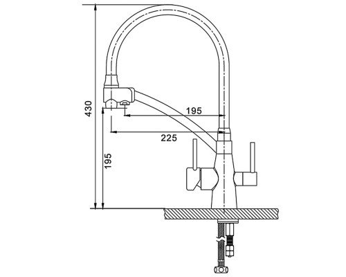 Смеситель для кухни с выходом под осмос KB-72003-09 Чехия (цвет бронза) черный силиконовый гусак