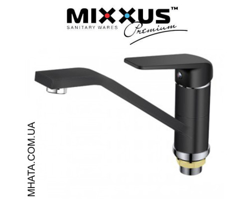 Смеситель для кухни елка на гайке 25см Mixxus Oregon Black (Chr-555)