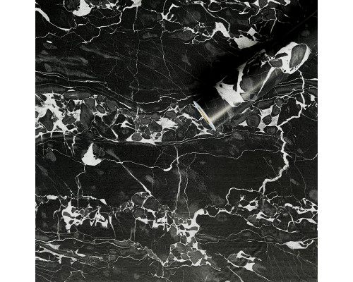 Самоклеющаяся пленка черный мрамор с белым 0,45х10мх0,07мм SW-00001280