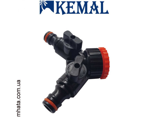 Трійник з кранами редукційний 1/2*3/4" Kemal M1008/1, Туреччина
