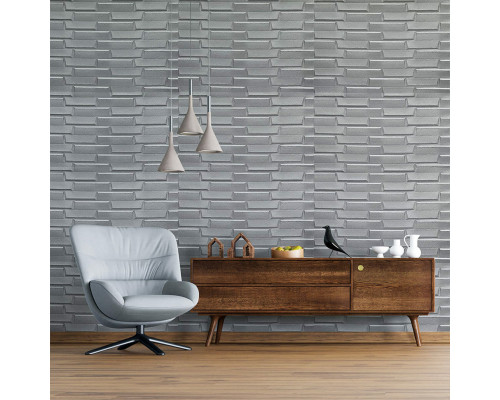 Самоклеющаяся 3D панель кладка серебро 19600х700х5мм SW-00001365