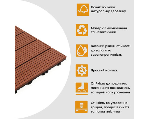 Композитная плитка WPC тик 30*30CM*2СM (D) SW-00001712