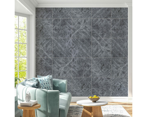 Декоративна ПВХ плита сірий натуральний мармурр 600*600*3mm (S) SW-00001627