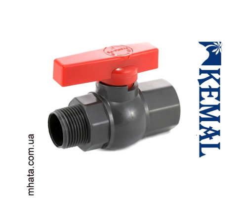 Кран 1 1/4" шаровый, пластиковый (резьба внутренняя/наружная) Kemal K7513