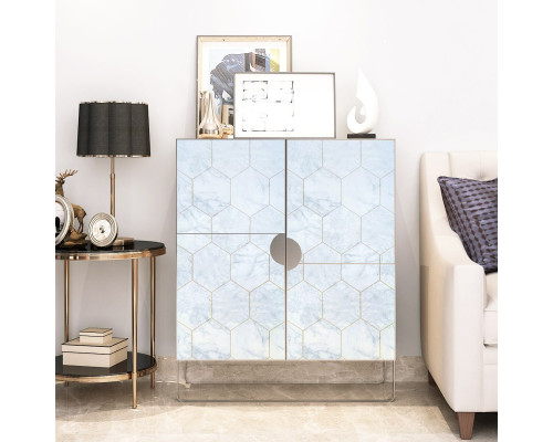 Самоклеющаяся пленка малахитовый мрамор золотые соты 0,45х10м SW-00001214