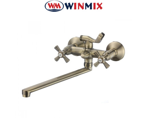 Смеситель для ванны длинный нос WINMIX Premium Retro Bronze Euro (Chr-140)