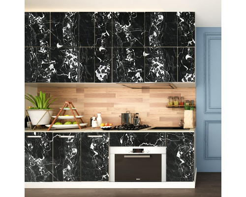 Самоклеющаяся пленка черный мрамор с белым 0,45х10мх0,07мм SW-00001280