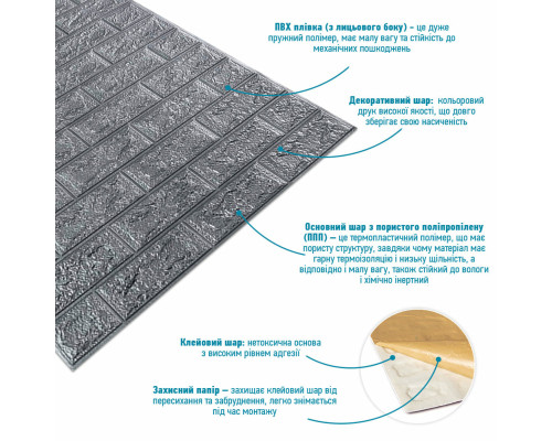 R017-2-20 Панель стінова у рулоні 3D 700мм*19,6м*2мм срібло (D) SW-00002278