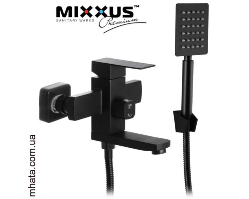 Смеситель для ванны короткий нос MIXXUS KUB Euro Black из нерж. стали (Chr-009), Польша