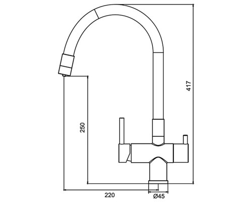 Смеситель для кухни с выходом под осмос KB-72002-05, Чехия (цвет черный) силиконовый гусак