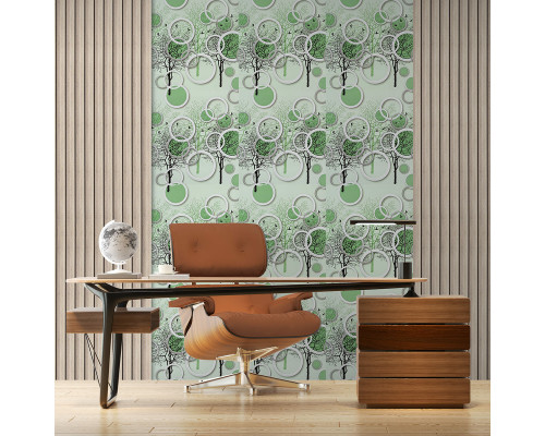 Пленка на самоклейке на бумажной основе чёрные и зелёные деревья 45см*10M SW-00002440