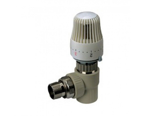 KOER Кран радиаторный угловой с термоголовкой 25*3/4"